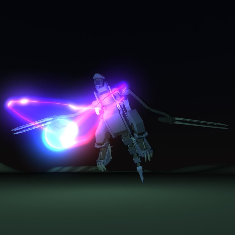 robotic warrior with energy blades