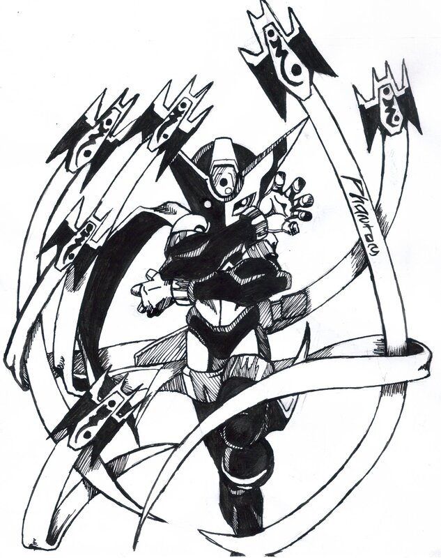 robotic warrior with energy blades