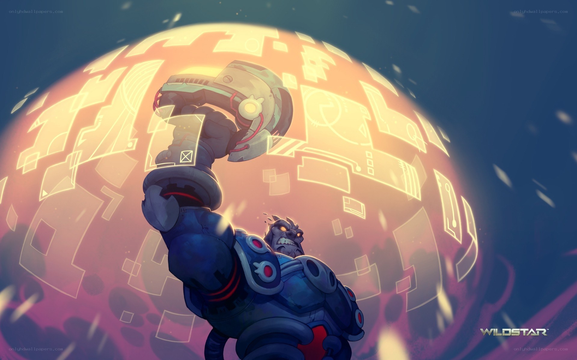 robotic warrior with energy shield