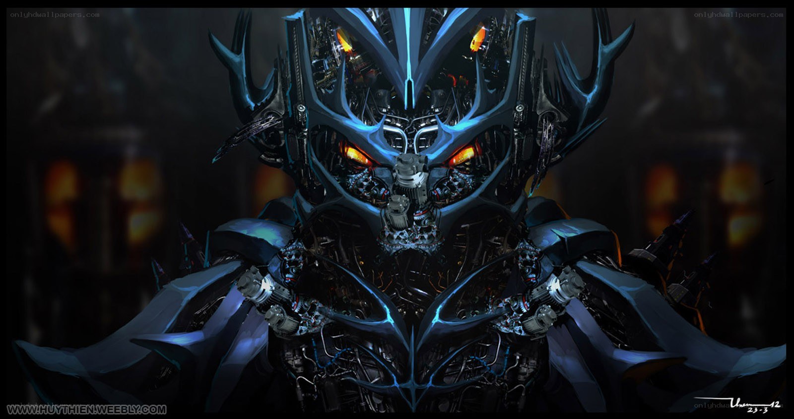robotic warrior with glowing eyes