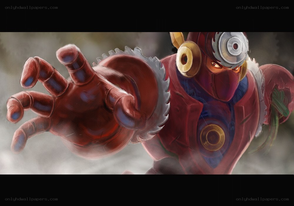 robotic warrior with saw hand