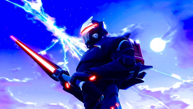 Robotic Warrior with Sword — Blue, Dramatic