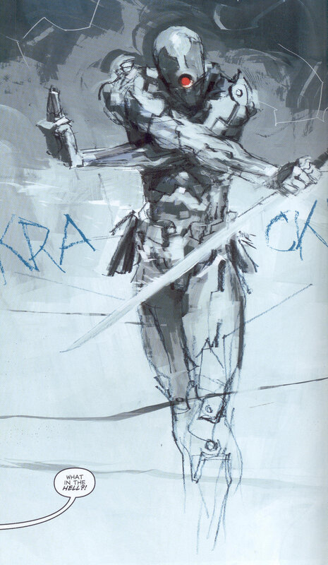Robotic Warrior with Sword — Gray, Dramatic, Comic