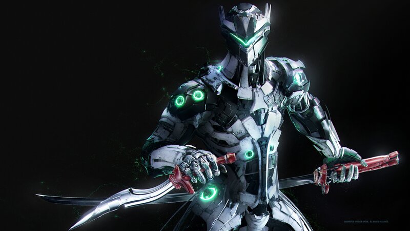 Robotic Warrior with Swords — Black