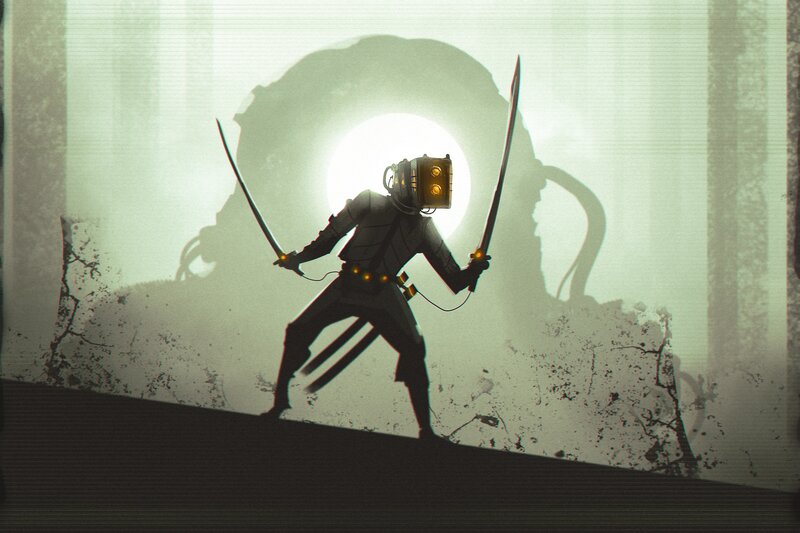 Robotic Warrior with Swords