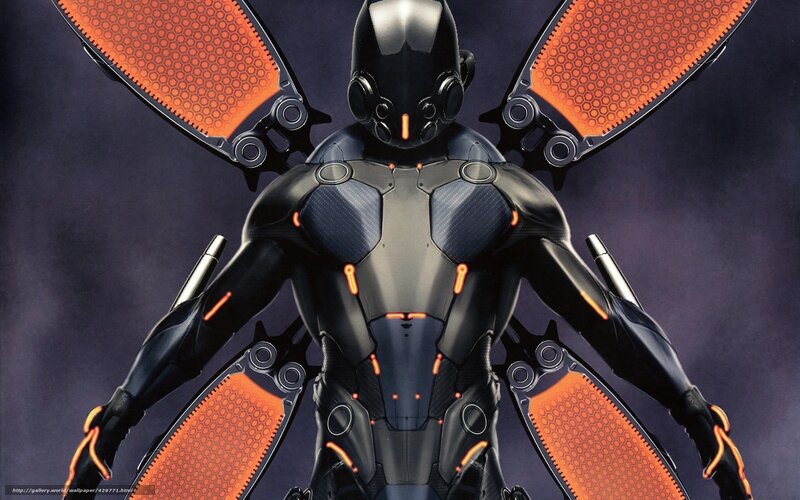 Robotic Warrior with Wings — Black, Dramatic