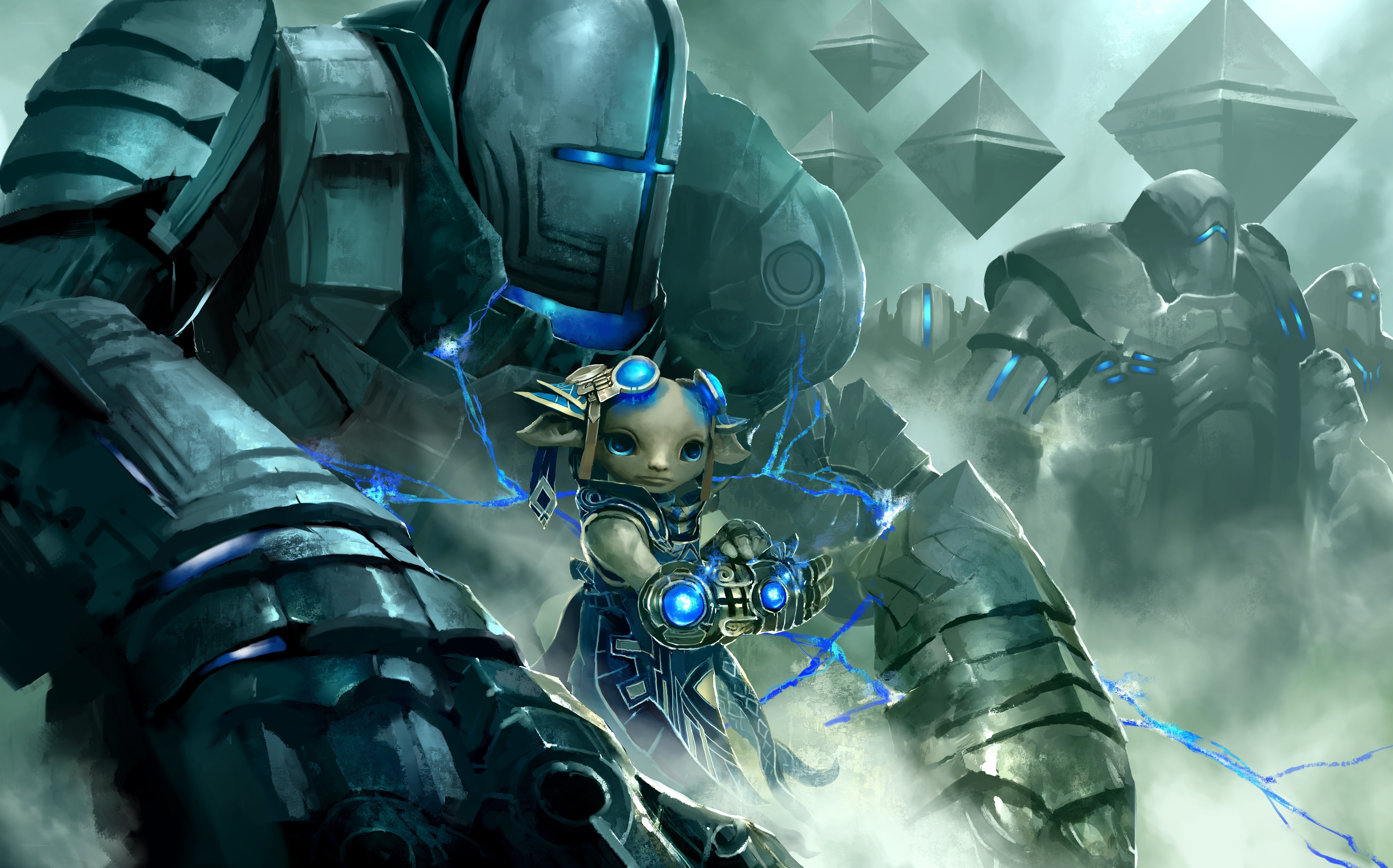 robotic warriors with young mage