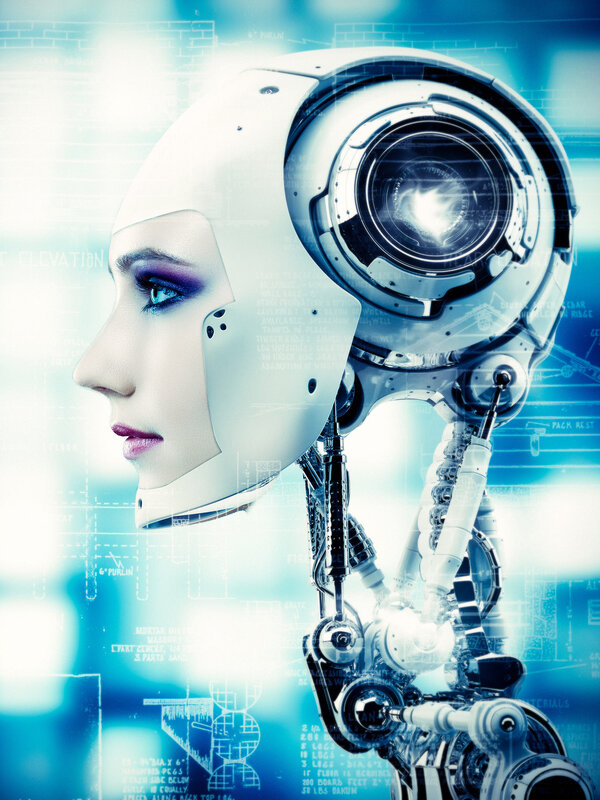 Robotic Woman Head