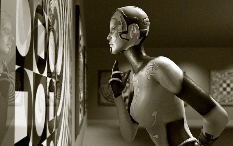 Robotic Woman in Gallery