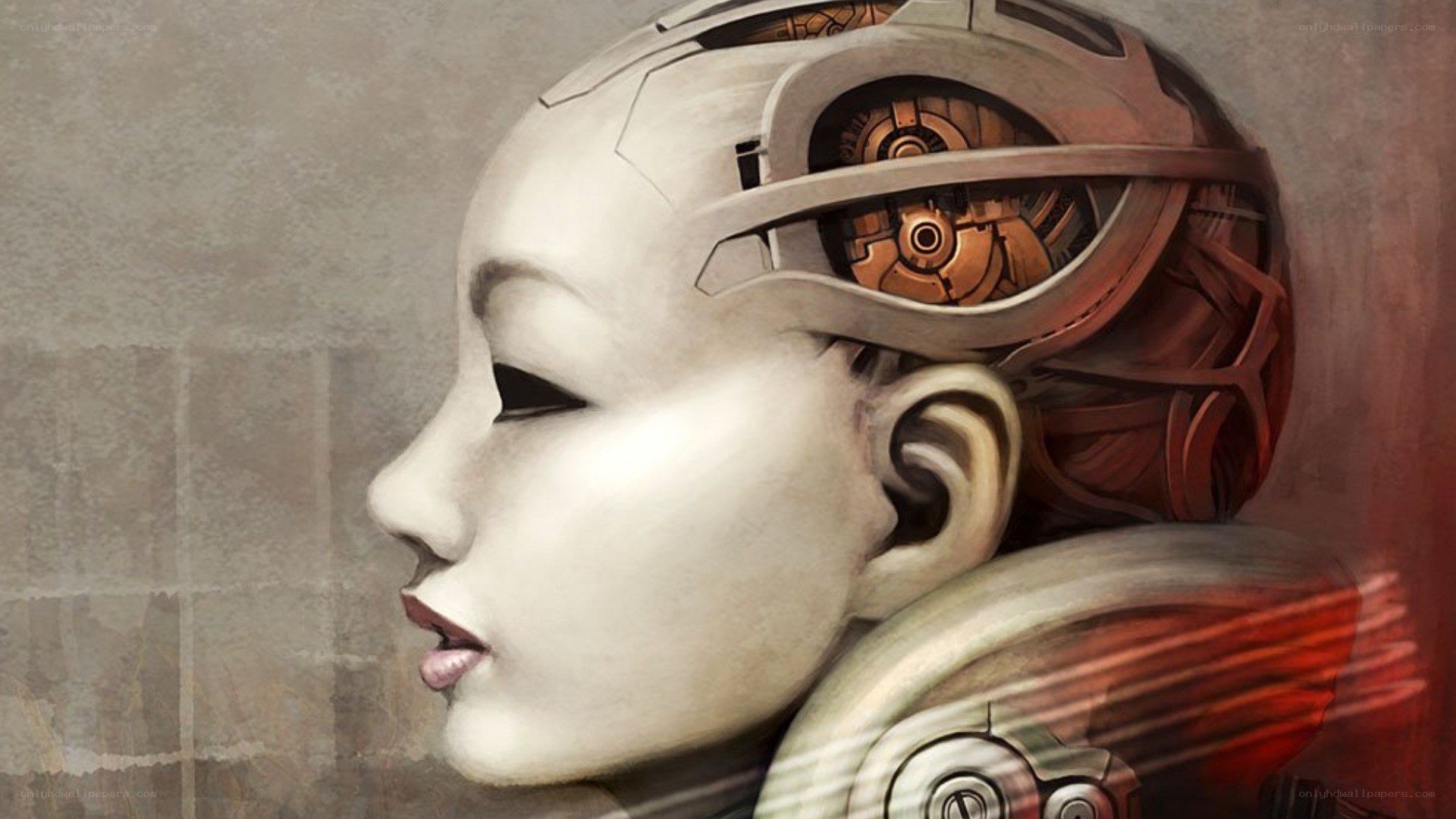 robotic woman with exposed brain