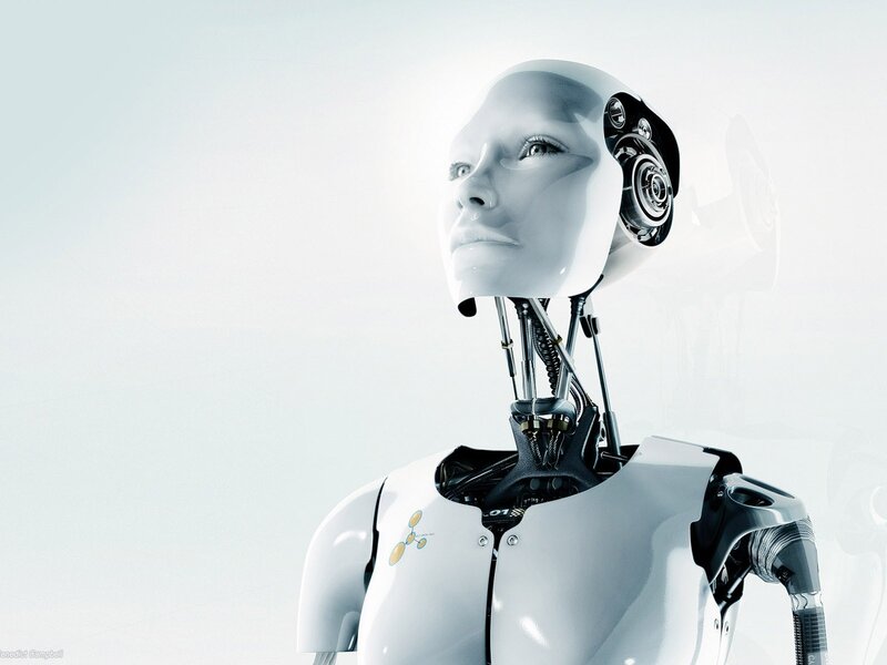 robotic woman with exposed mechanics