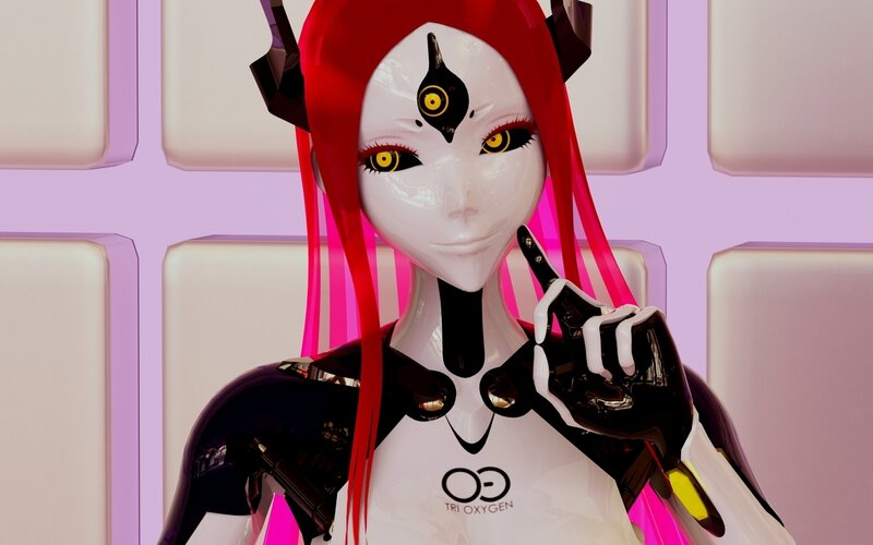 Robotic Woman with Red Hair