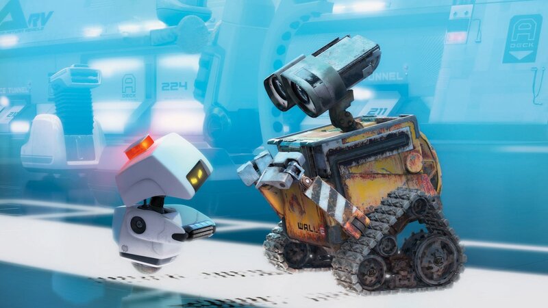 Robots in a Futuristic Corridor — Blue