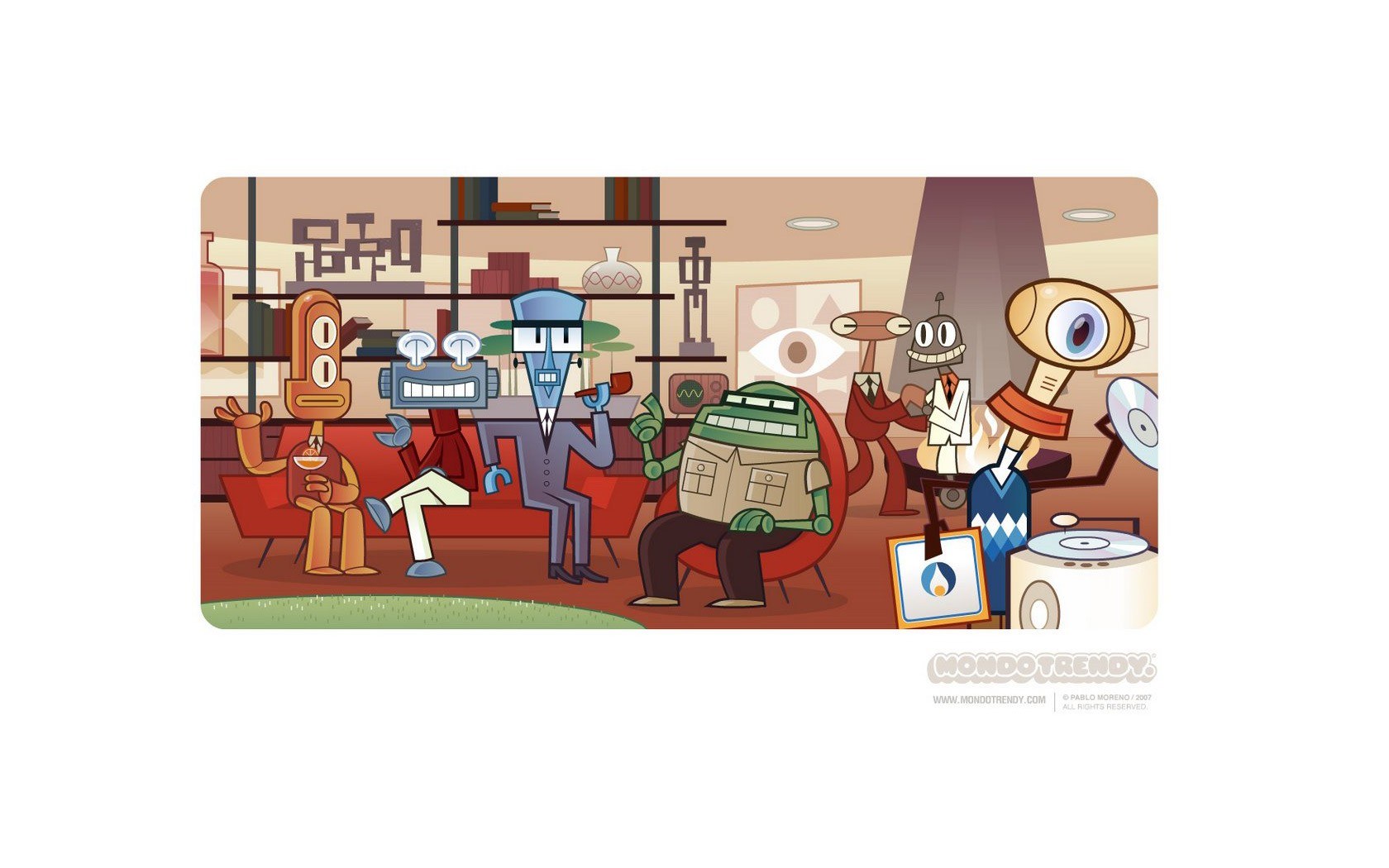 robots in a living room