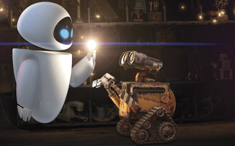 Robots in a Workshop — White, Dramatic