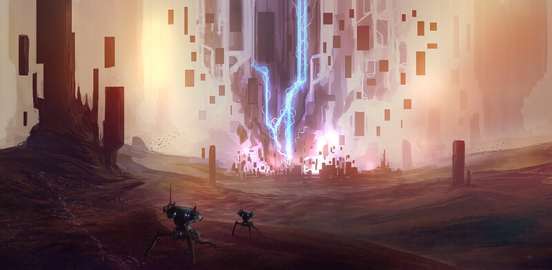 Robots in Desert Landscape