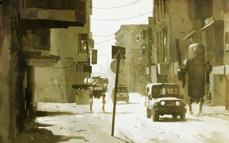 Robots in Urban Street — Brown
