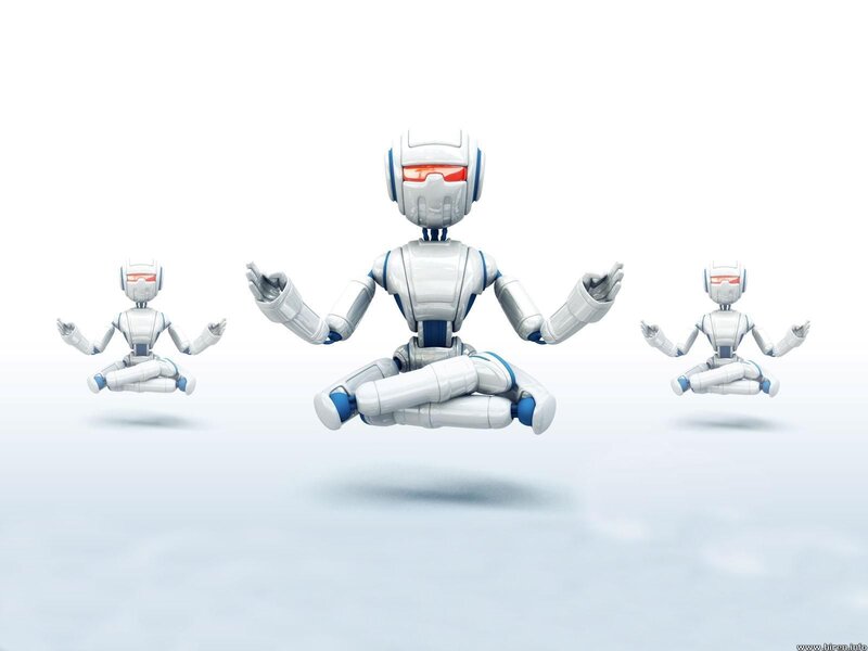 Robots meditating in unison