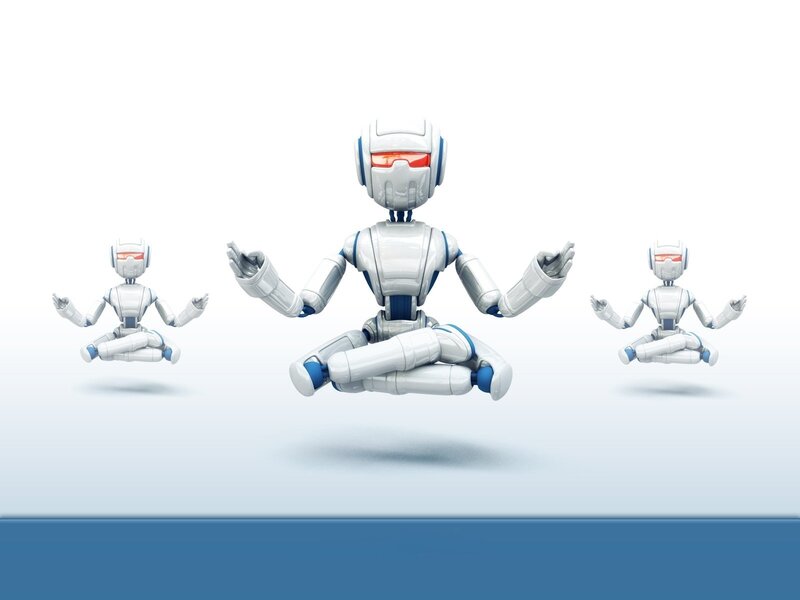 Robots meditating in unison