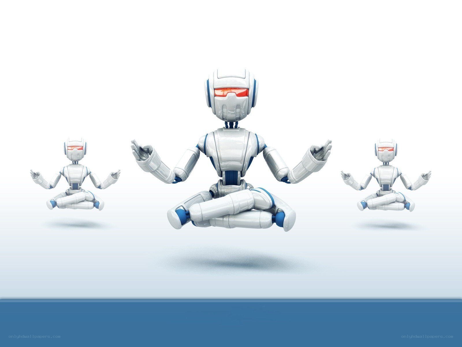 Robots meditating in unison