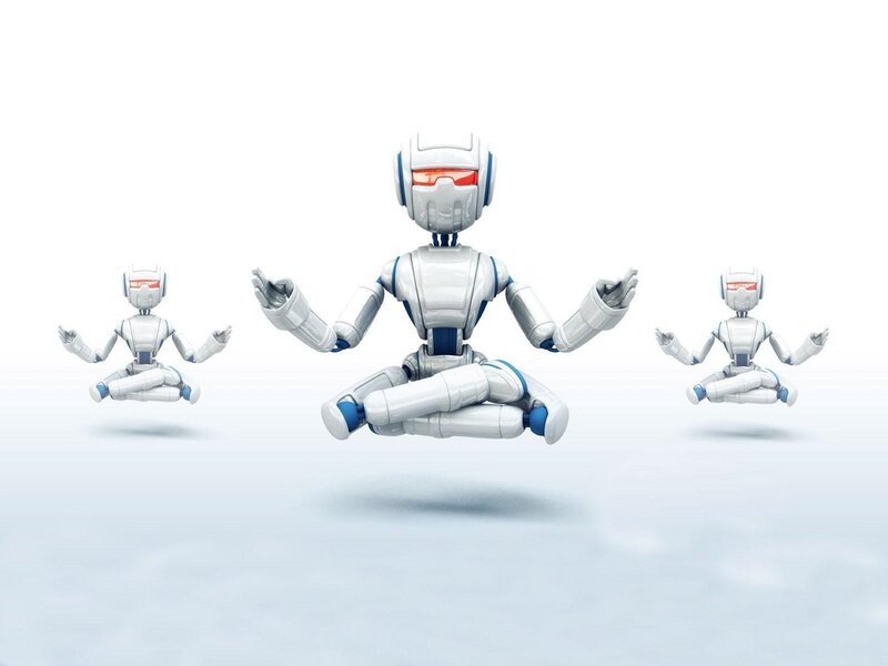 Robots meditating in unison