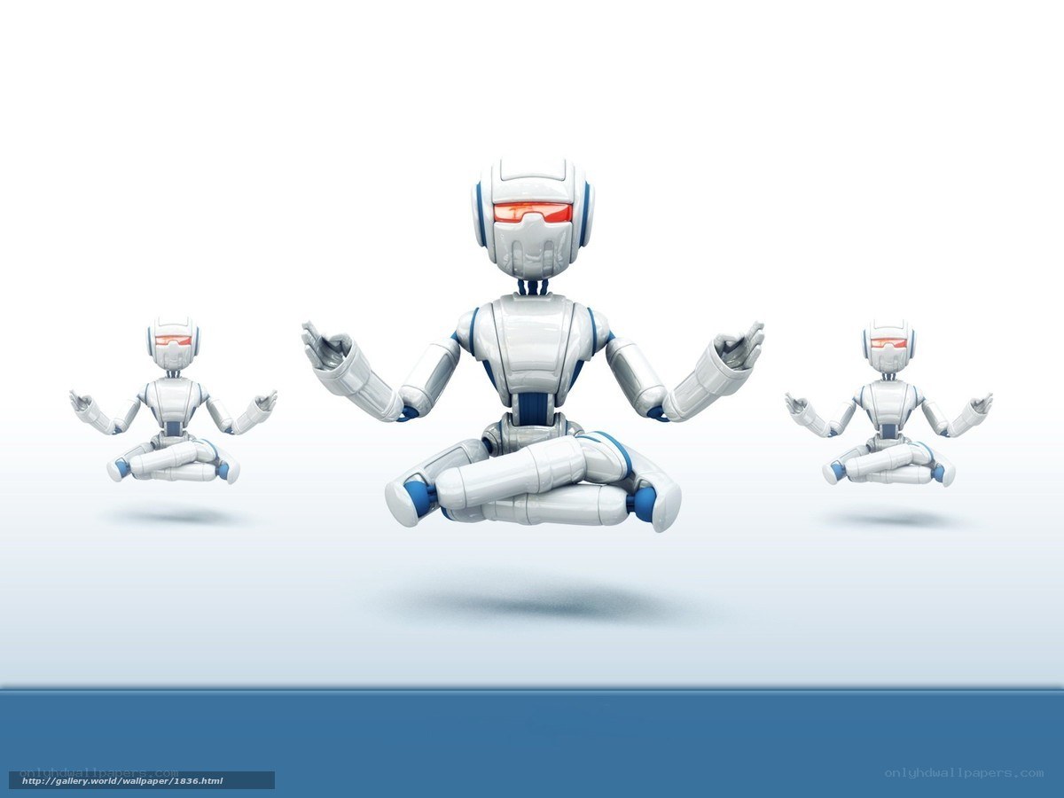 Robots meditating in unison
