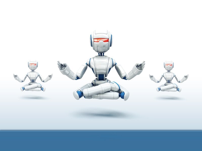 Robots Meditating — White