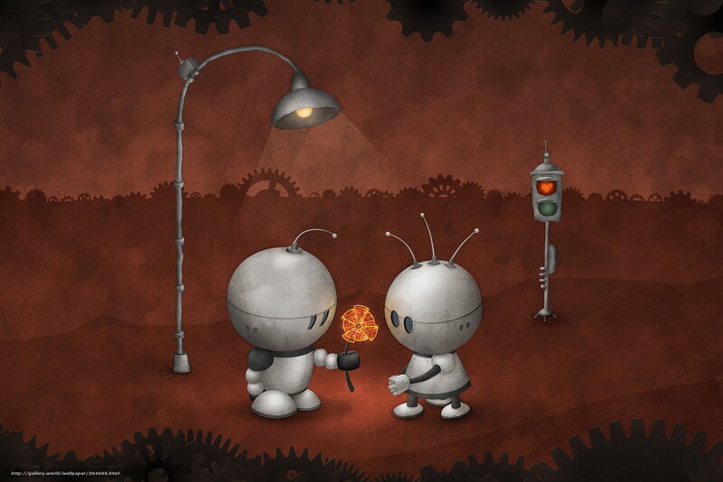 Robots sharing a flower