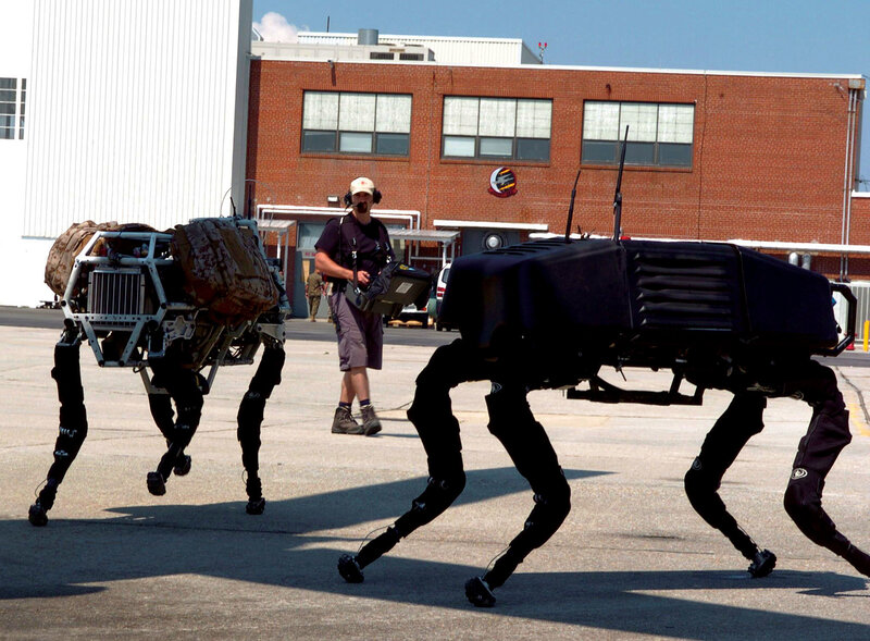 Robots walking with operator