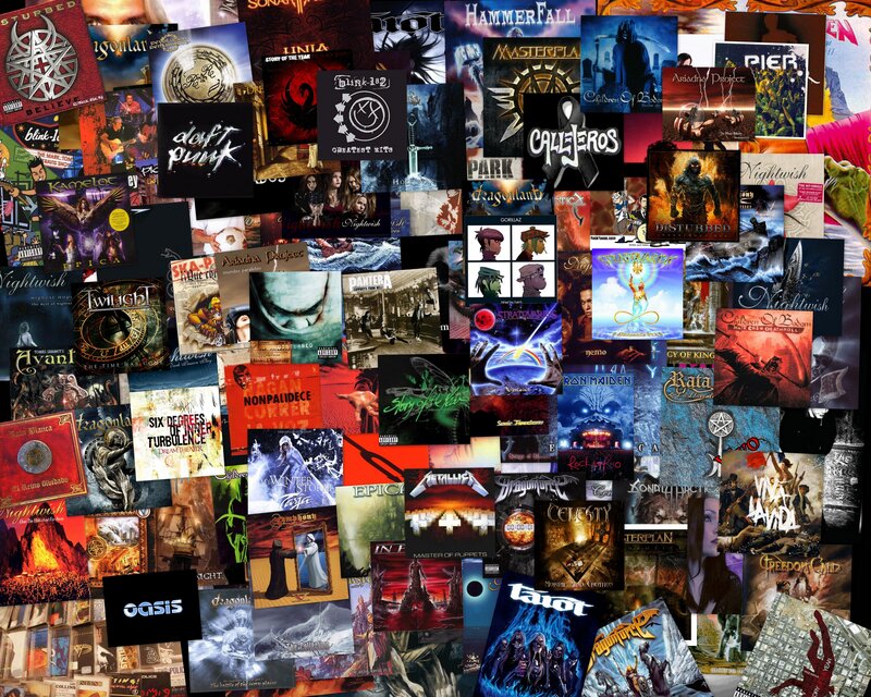 rock and metal album covers collage