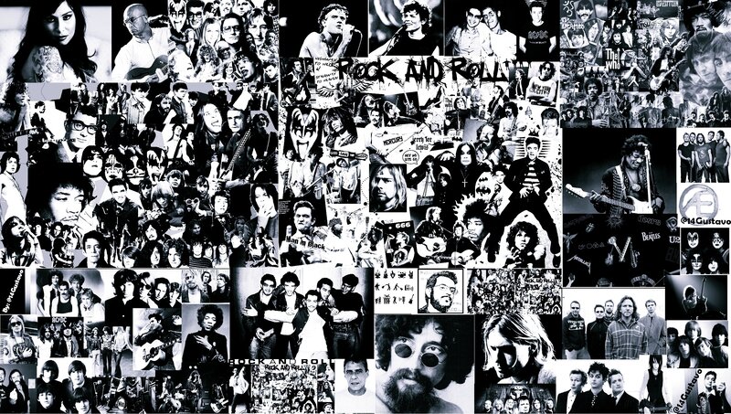 Rock and Roll Musicians Collage — Black