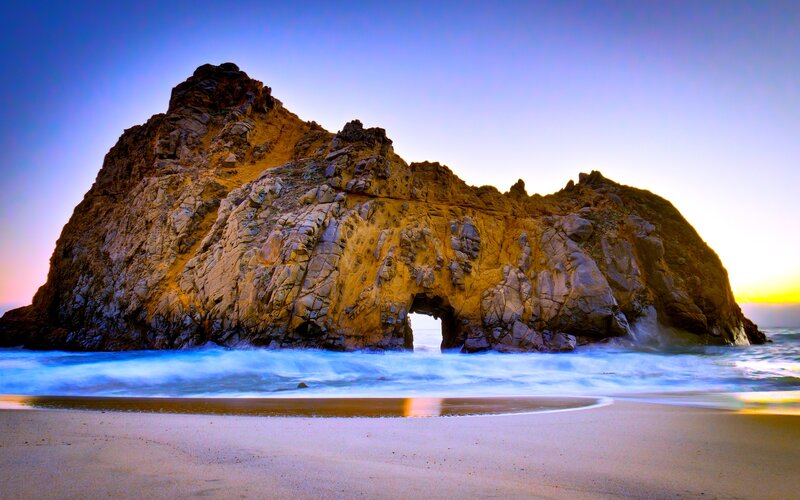 Rock Arch at Beach — Blue, Dramatic, Sunset