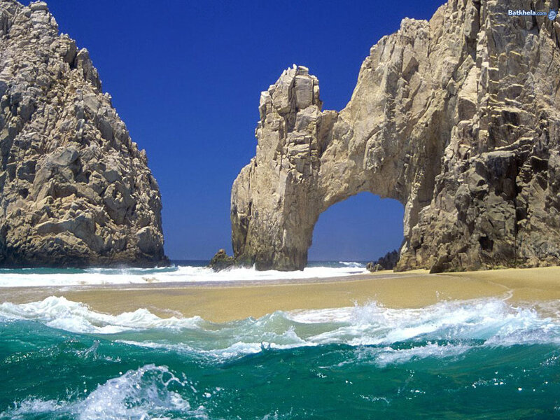 Rock Arch at Beach — Blue
