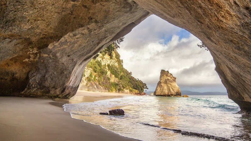 Rock Arch at Beach — Brown, Serene, Afternoon