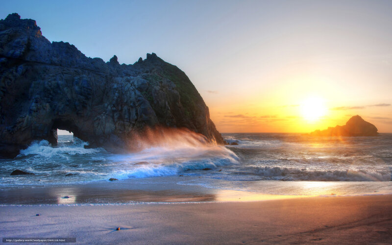 Rock Arch at Beach — Orange, Dramatic