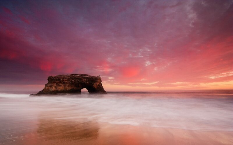 Rock Arch at Beach — Pink