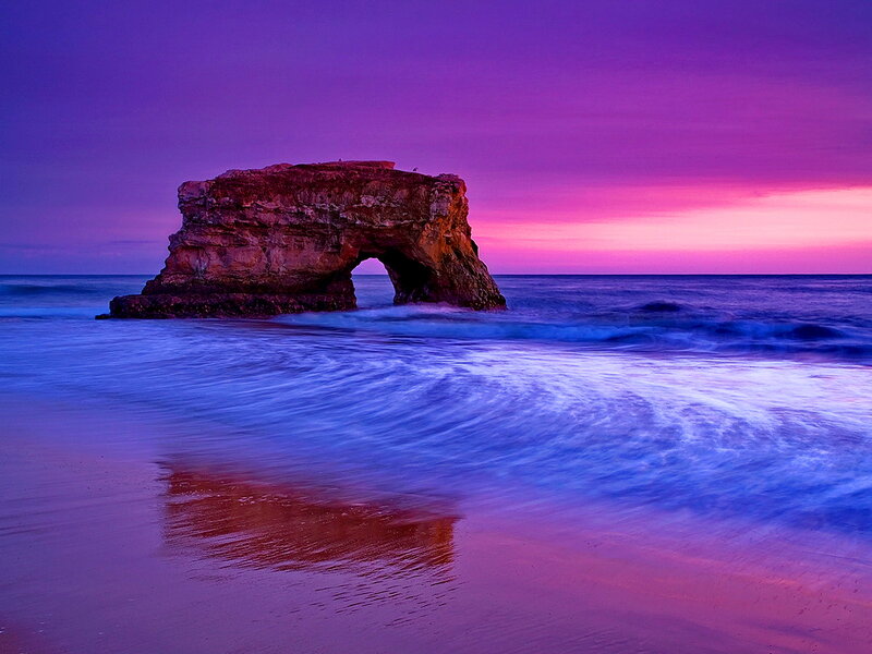 Rock Arch at Beach — Purple, Serene