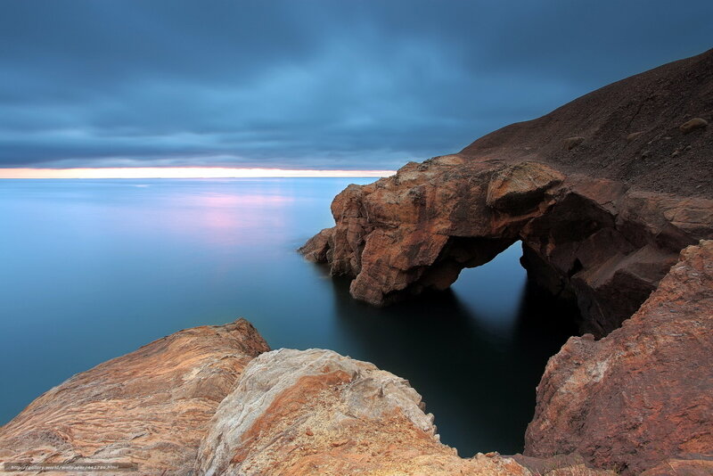 Rock Arch at Coastline — Blue, Dramatic