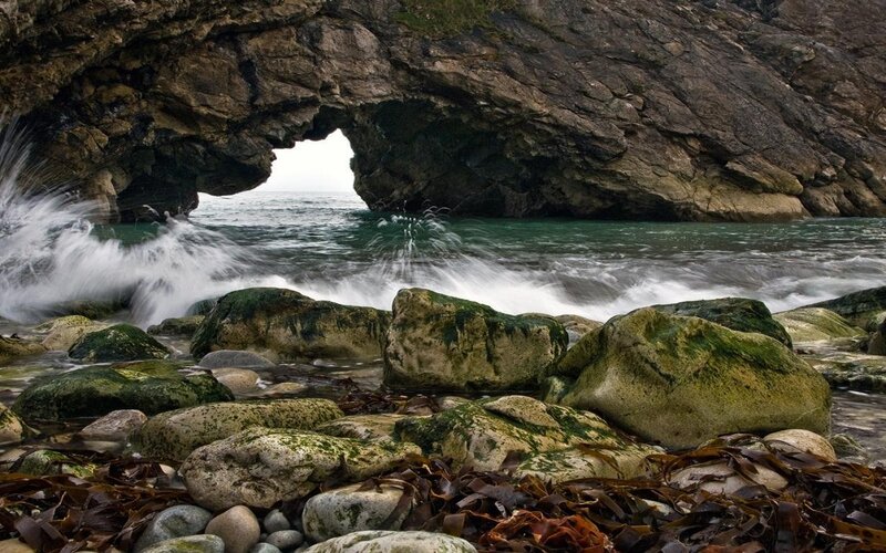 Rock Arch at Coastline — Green