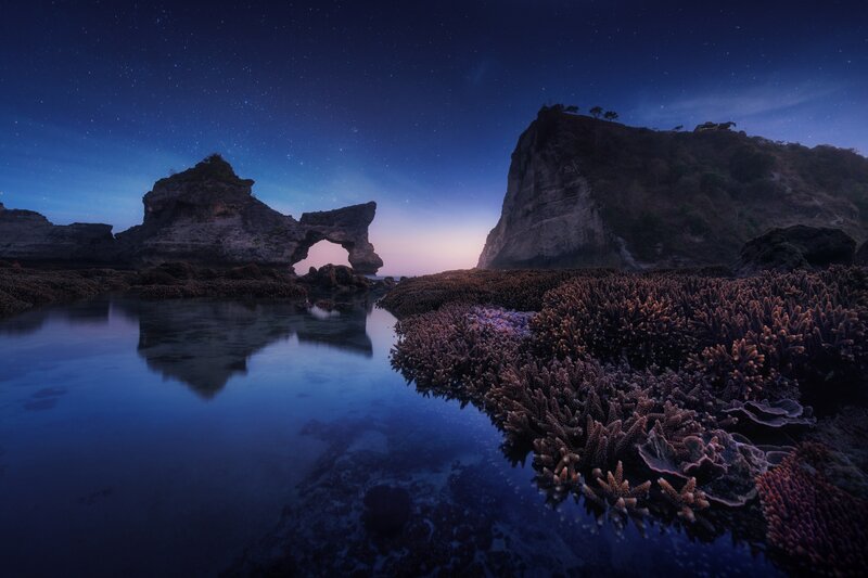 Rock Arch at Night — Blue, Serene