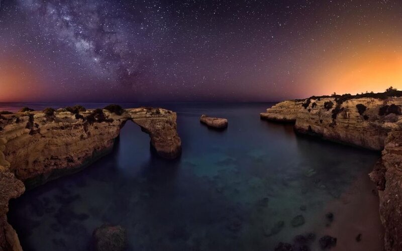 Rock Arch at Night — Purple