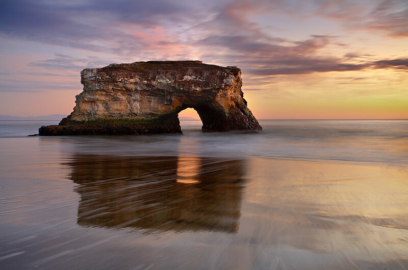 Rock arch at sunset