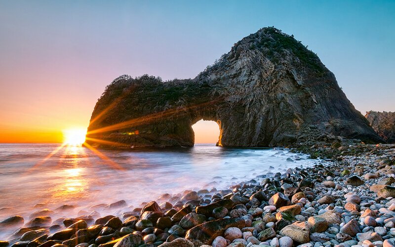 Rock Arch at Sunset — Blue, Serene, Photograph