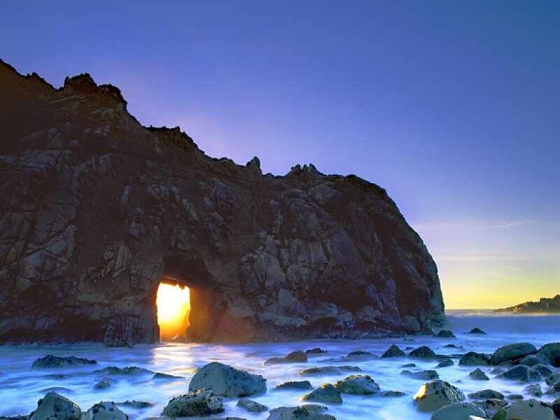 Rock Arch at Sunset — Blue