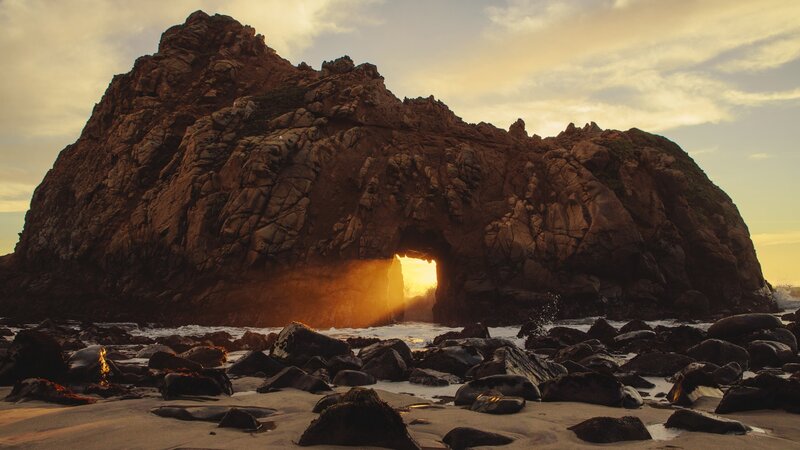 Rock Arch at Sunset — Brown, Dramatic