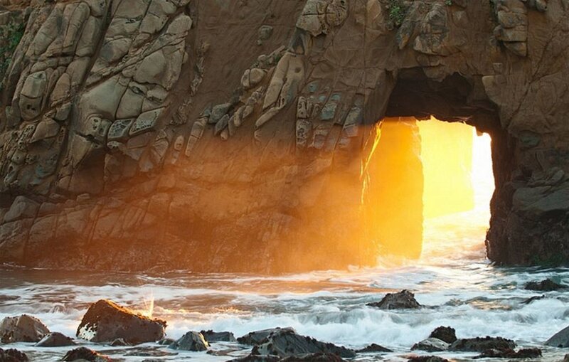 Rock Arch at Sunset — Orange, Dramatic, Photograph