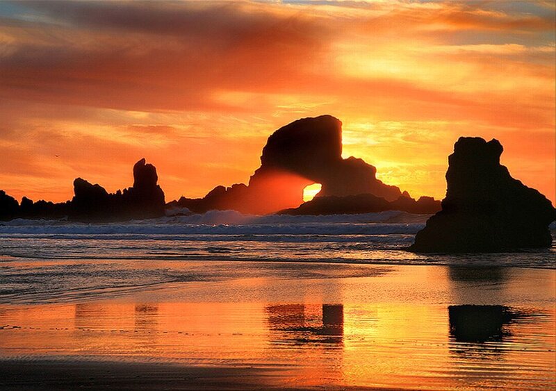 Rock Arch at Sunset — Orange, Dramatic