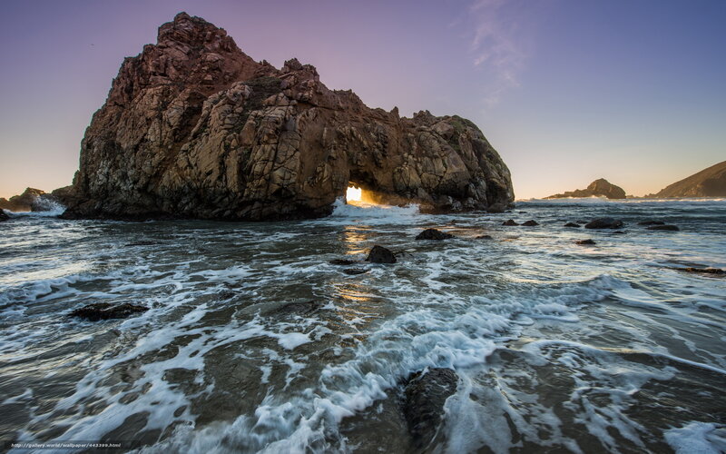 Rock Arch at Sunset — Purple, Dramatic, Photograph