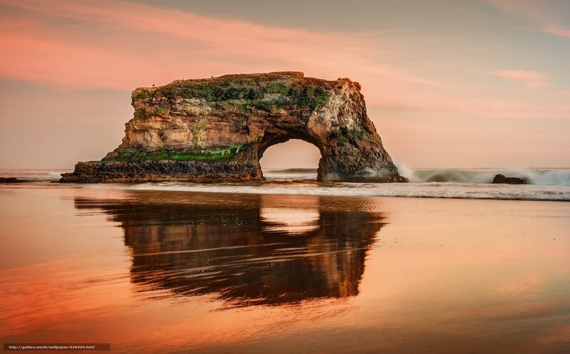 Rock arch at sunset
