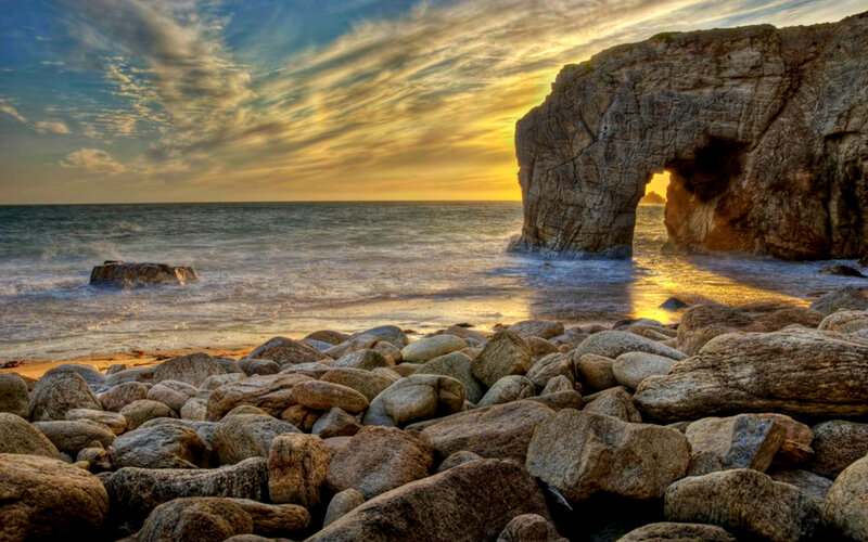 Rock Arch at Sunset — Yellow, Dramatic